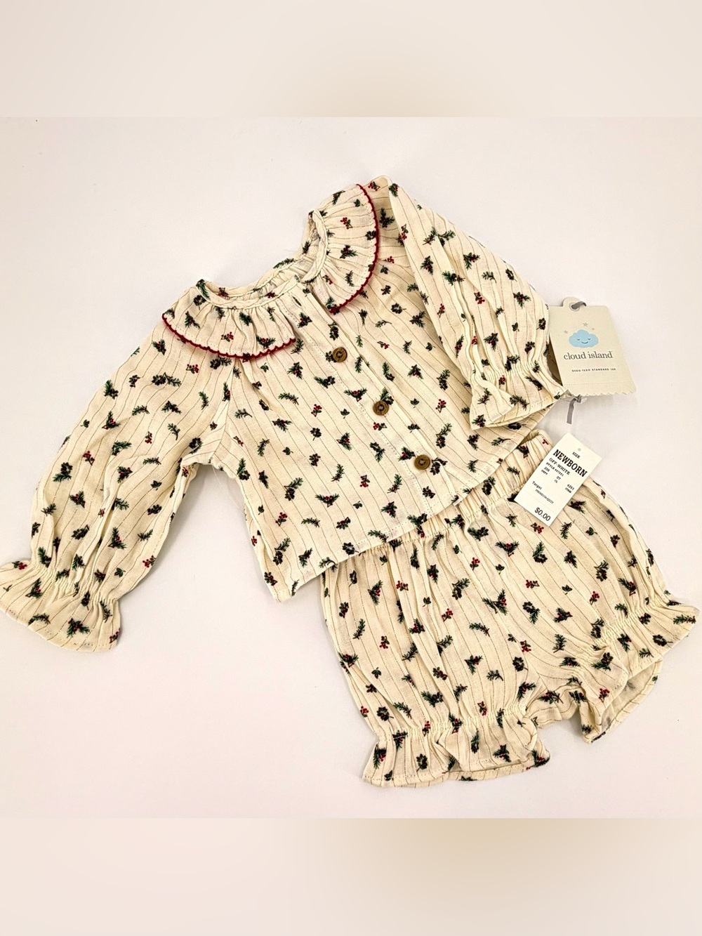 Cloud Island Newborn Christmas Holiday 2 Piece Outfit Set Floral NWT